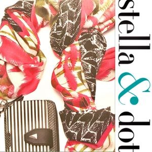 Stella & Dot Pink & Black Ikat travel scarf wrap
